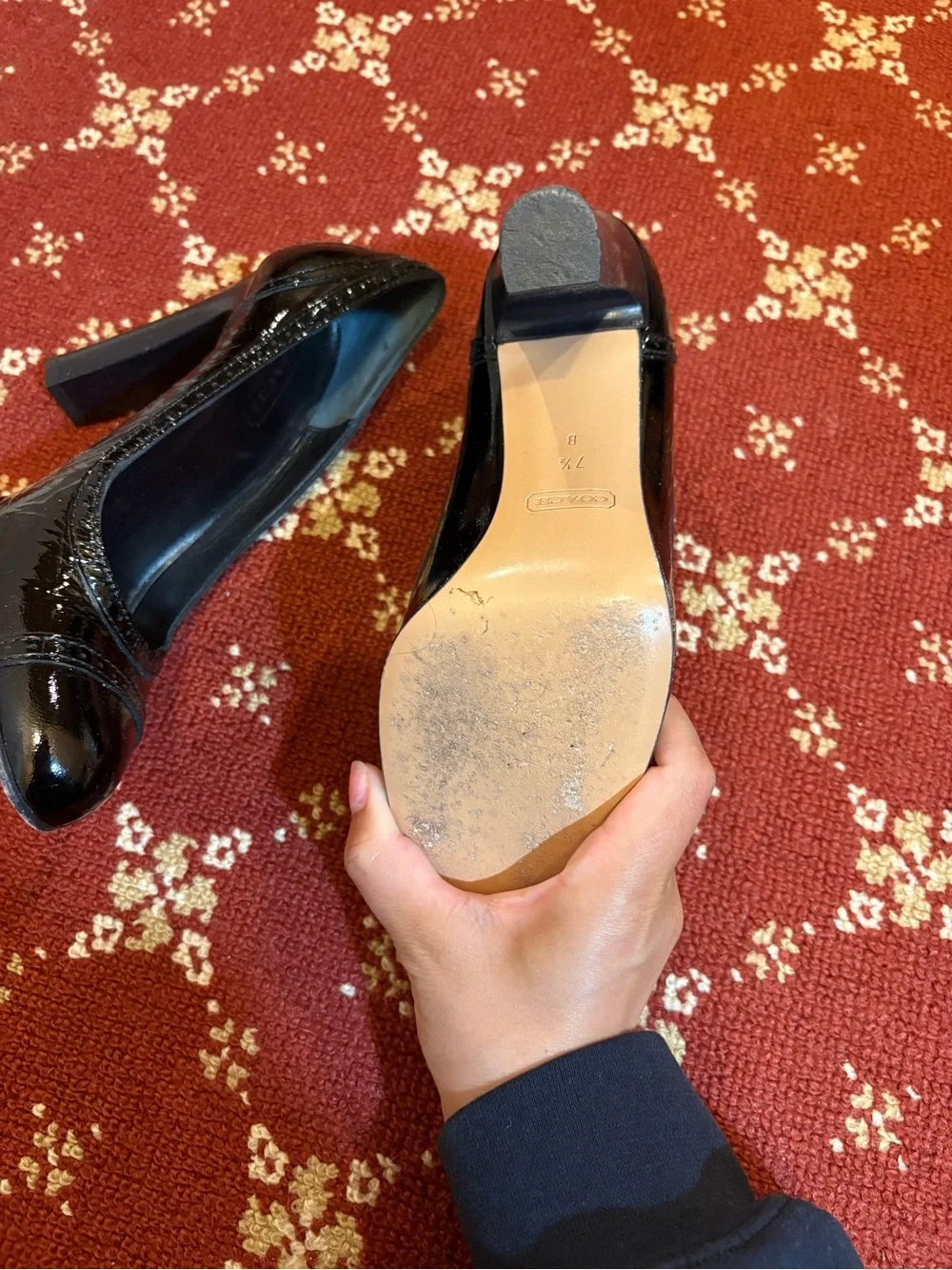 COACH Black Patent Leather Round-Toe Pumps